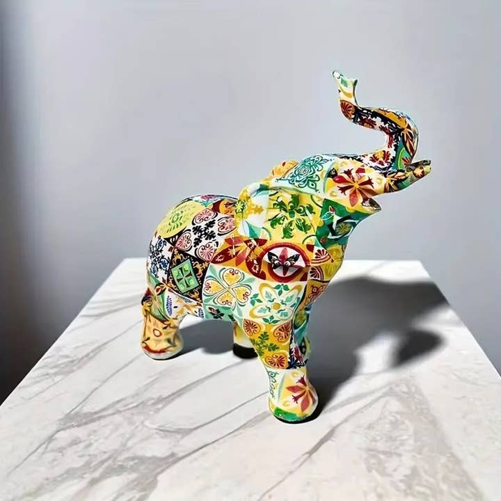 La Bella Monte - Wholesale Sculpture - Colorful Elephant Art Sculpture For Holiday Décor - Assorted3