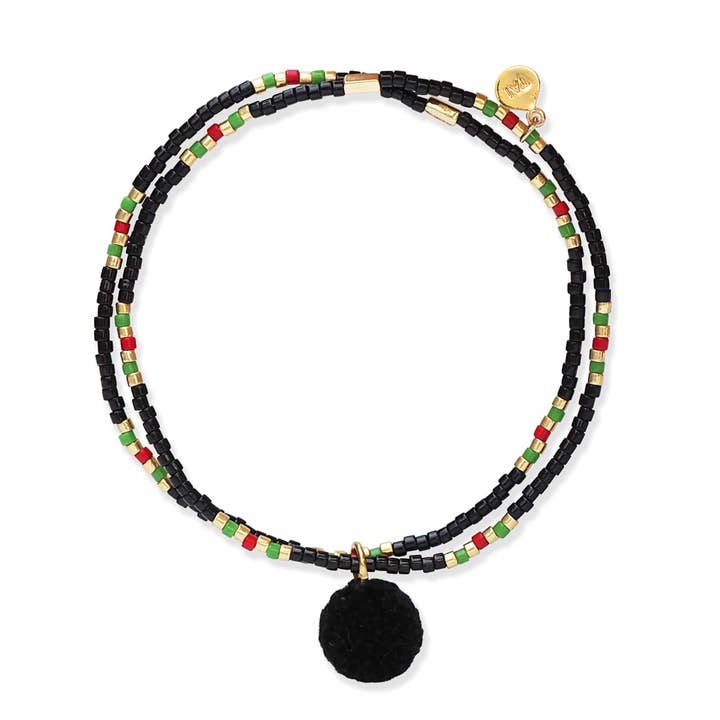 Tai Jewelry - Wholesale Beaded Bracelet - Handmade Double Strand Stretch BRC With Pom Pom3