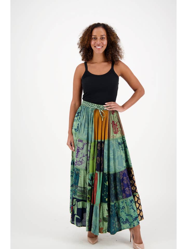Assorted Bohemian Patchwork Skirt PAT-3262 for wholesale on Faire