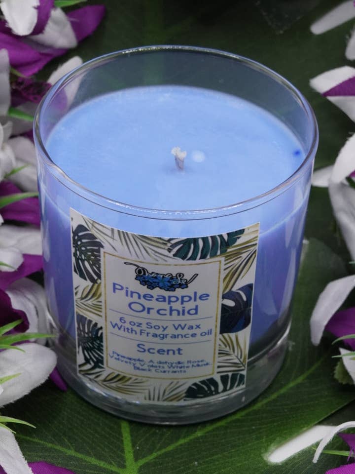 Bocal en verre à mèche de coton à mèche de cire de soja ananas pour la vente par Ohanale