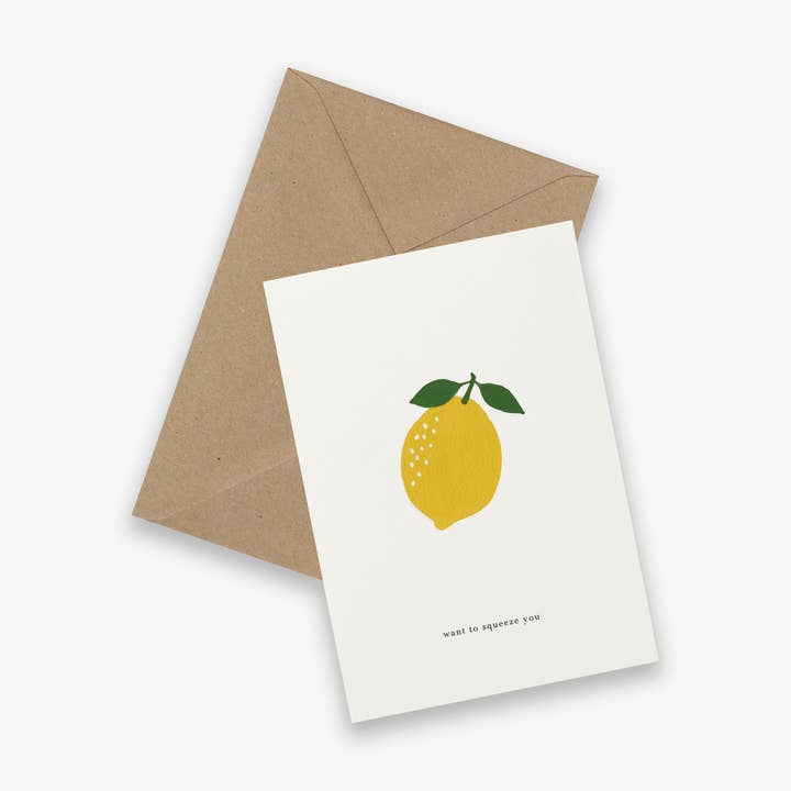 Greeting Card // Lemon (want to squeeze you) for wholesale by Kartotek Copenhagen