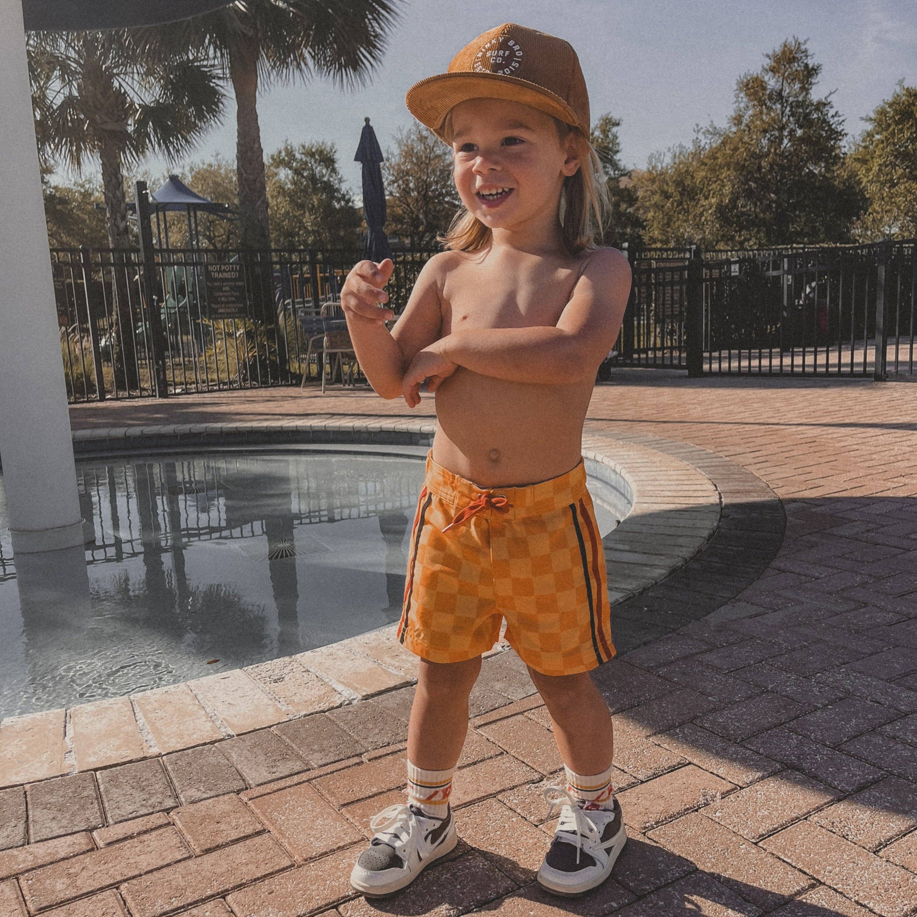 Little Rad Things - Wholesale Shorts - Kids - [PRE-ORDER] RETRO-WAVE HYBRID BOARD SHORT - YELLOW1