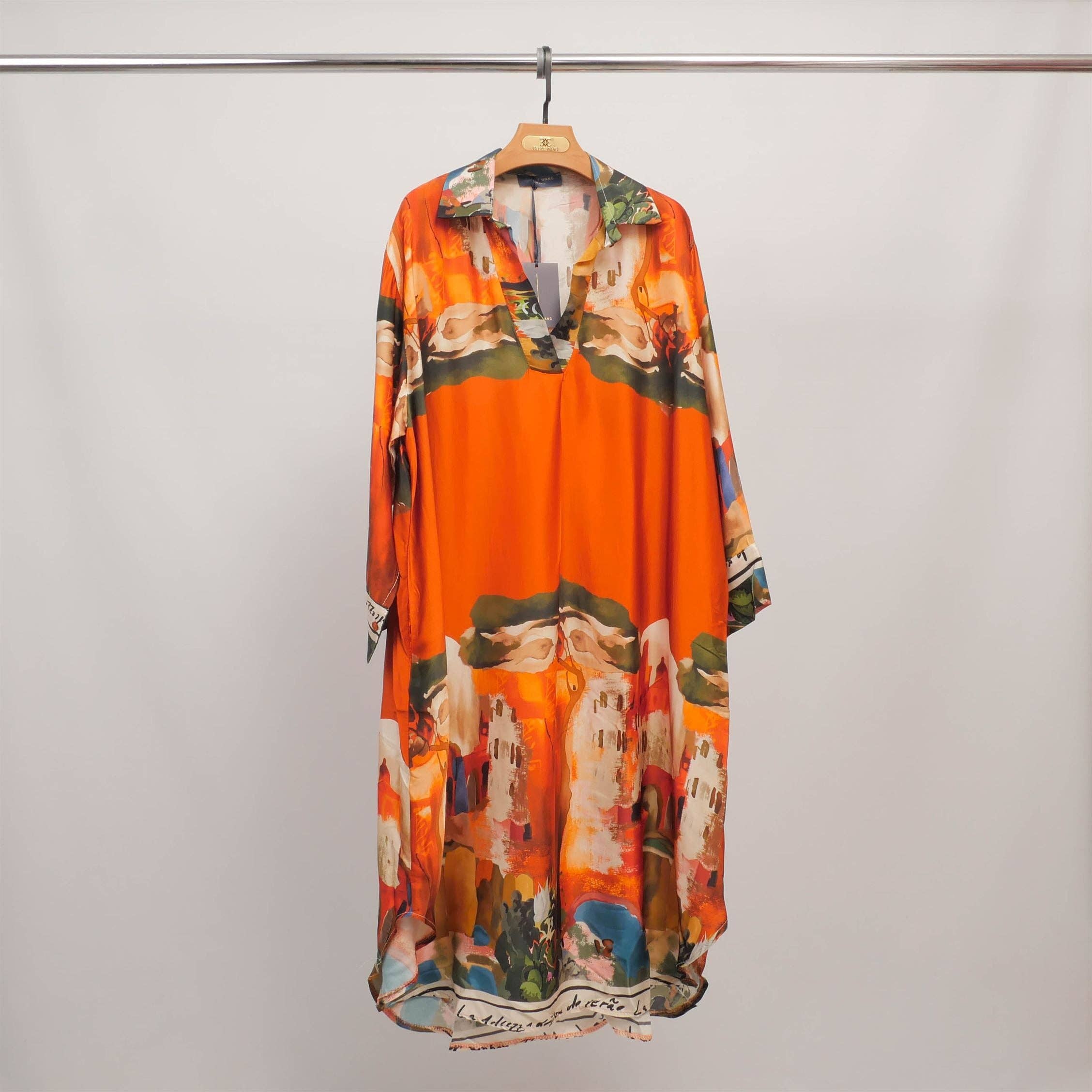 Cecile Wang - Vente Robe – femme - Robe fluide imprimé paysage col ouvert KD6120VS-275