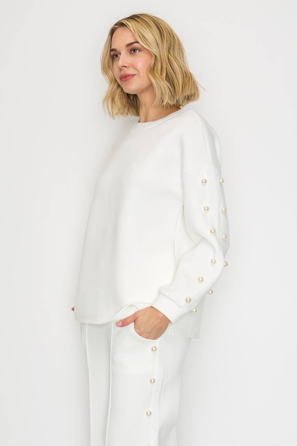 Joh Apparel - Venta al por mayor Jersey corto de punto - Mujer - Top de perlas Katri Stretch French Scuba38