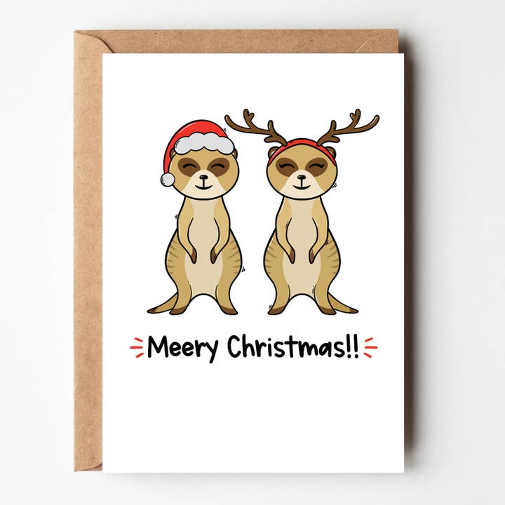 Meery Christmas! Greeting Card - Meerkat Christmas Card for wholesale by The Laughing Sloth