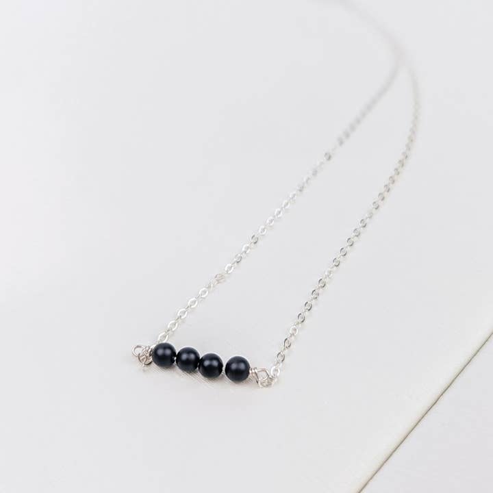 Jordan Black Onyx Beaded Necklace in Sterling Silver for wholesale by Forai