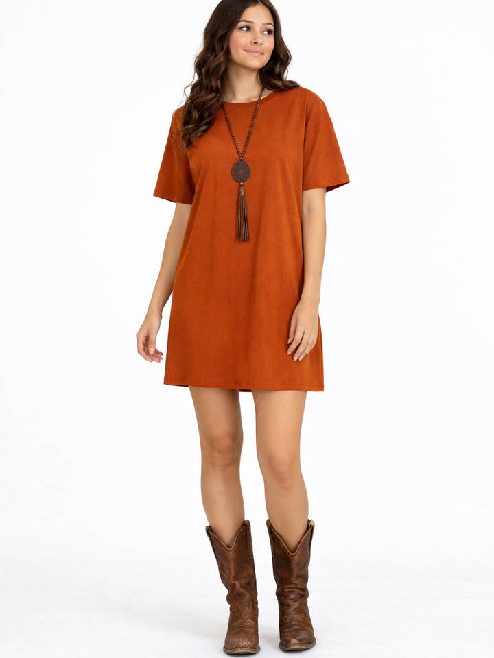 Zonsondergang Roest T-shirt Jurk voor wholesale door The Bling Barn