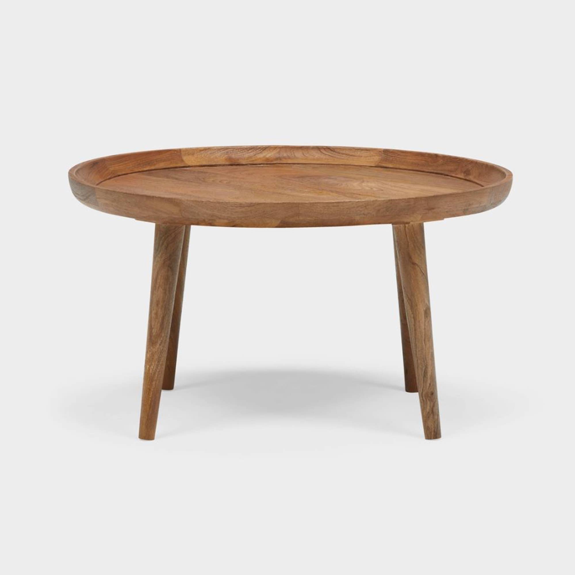 Heritage Lace - Wholesale Coffee Table - Natural Mango Wood 32" Round Tray Coffee Table With Lip1