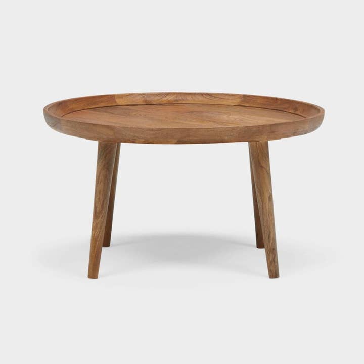 Heritage Lace - Wholesale Coffee Table - Natural Mango Wood 32" Round Tray Coffee Table With Lip1