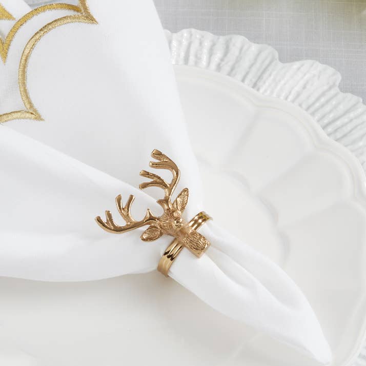Portatovaglioli in ottone a forma di renna dorata per la vendita all'ingrosso da parte di Fennco Styles