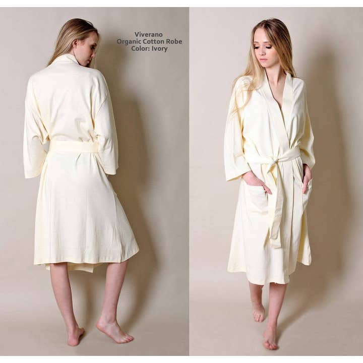 Women's Organic Cotton Bathrobe & Spa Robe for wholesale by Viverano Organics