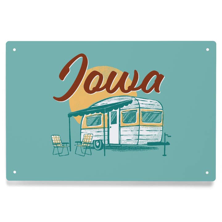 METAL SIGN ART Iowa, Vintage Matchbook, Vintage Camper for wholesale by Lantern Press