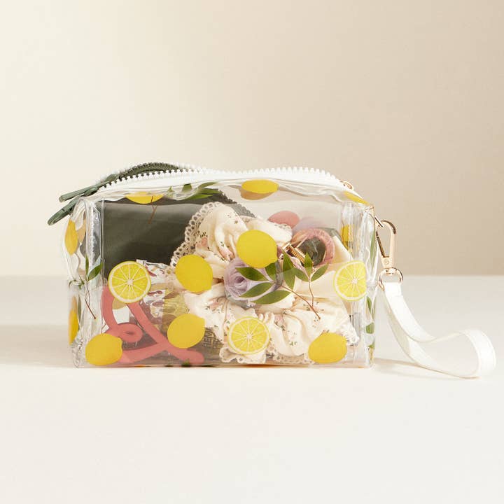 Frem - Wholesale Makeup/Cosmetic Bag - Clear Fruit-Printed Cosmetic Bags with Wrist Strap