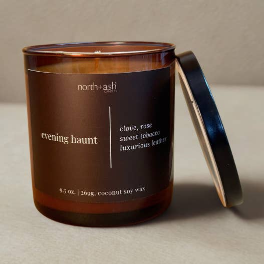 Evening Haunt | Clove, Rose, Sweet Tobacco, Leather for wholesale by North + Ash Candles