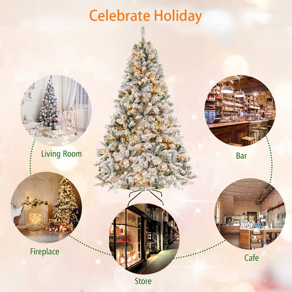 Abble - Wholesale Artificial Christmas Tree - Pre-Lit Snow Flocked Artificial Christmas Tree13