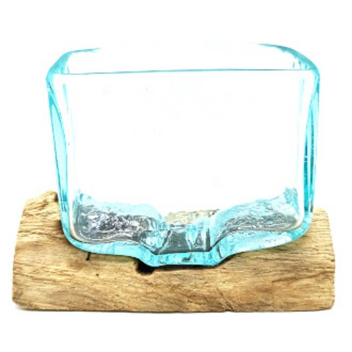 Small Molten Glass Bowl on Wood for wholesale by AWGifts Europe