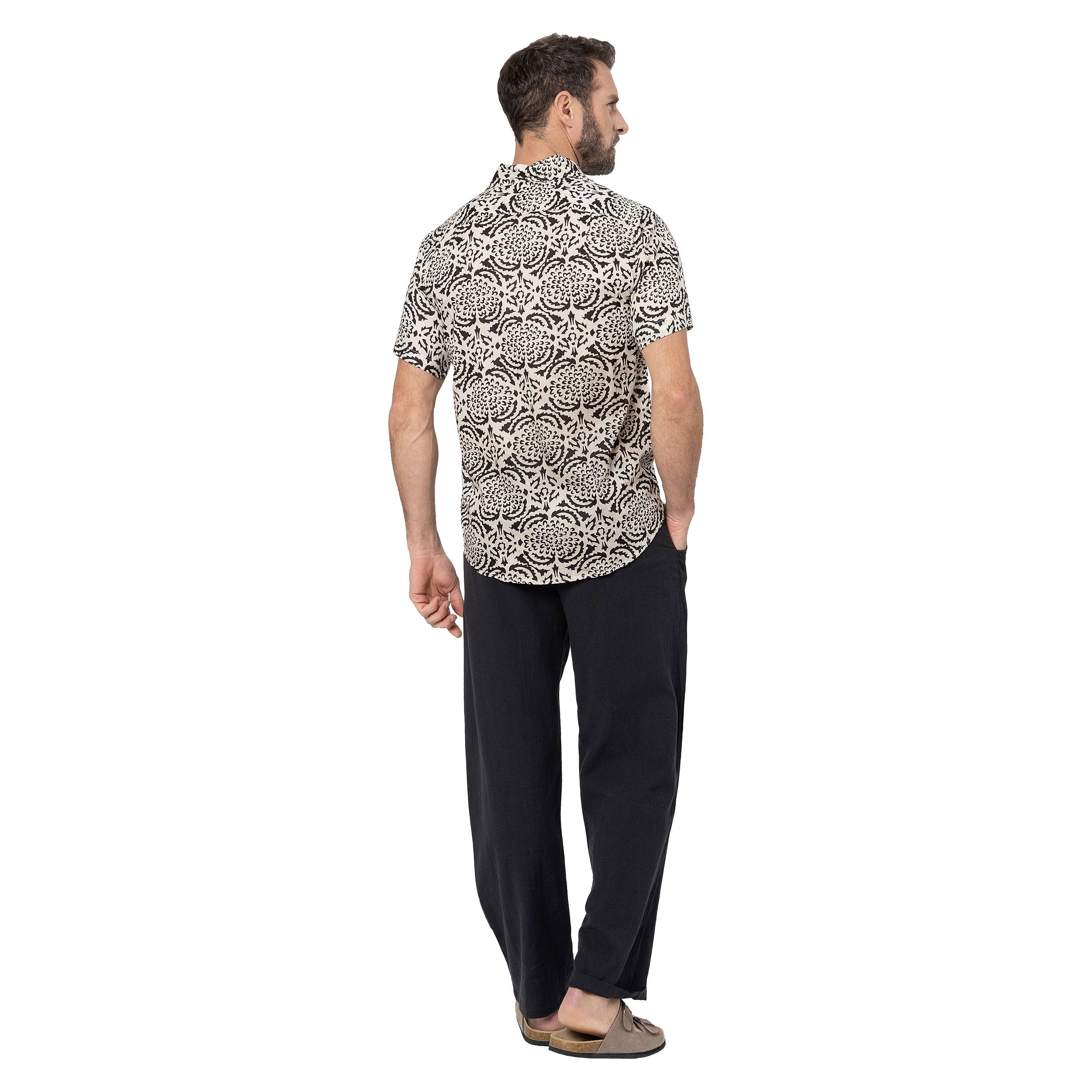 La Mano Boho - Wholesale Button Down Shirt - Men's - SHORT SLEEVE SUMMER SHIRT HC0051L2