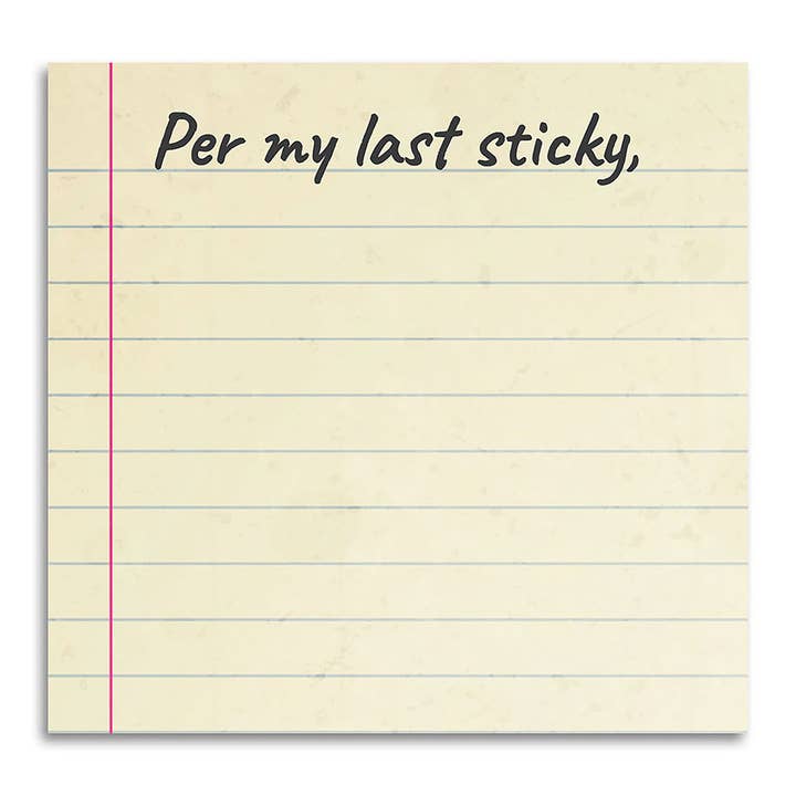 Bad Betty Greeting Co. - Wholesale Sticky Notes - Per My Last Sticky - Funny Sarcastic Sticky Note Pad