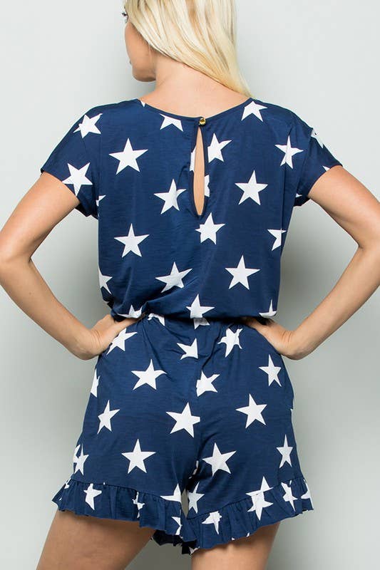 HEIMISH - Wholesale Romper - Women's - SP1030-15 PLUS SHORT SLEEVE ROUND NECK STAR PRINT ROMPER3