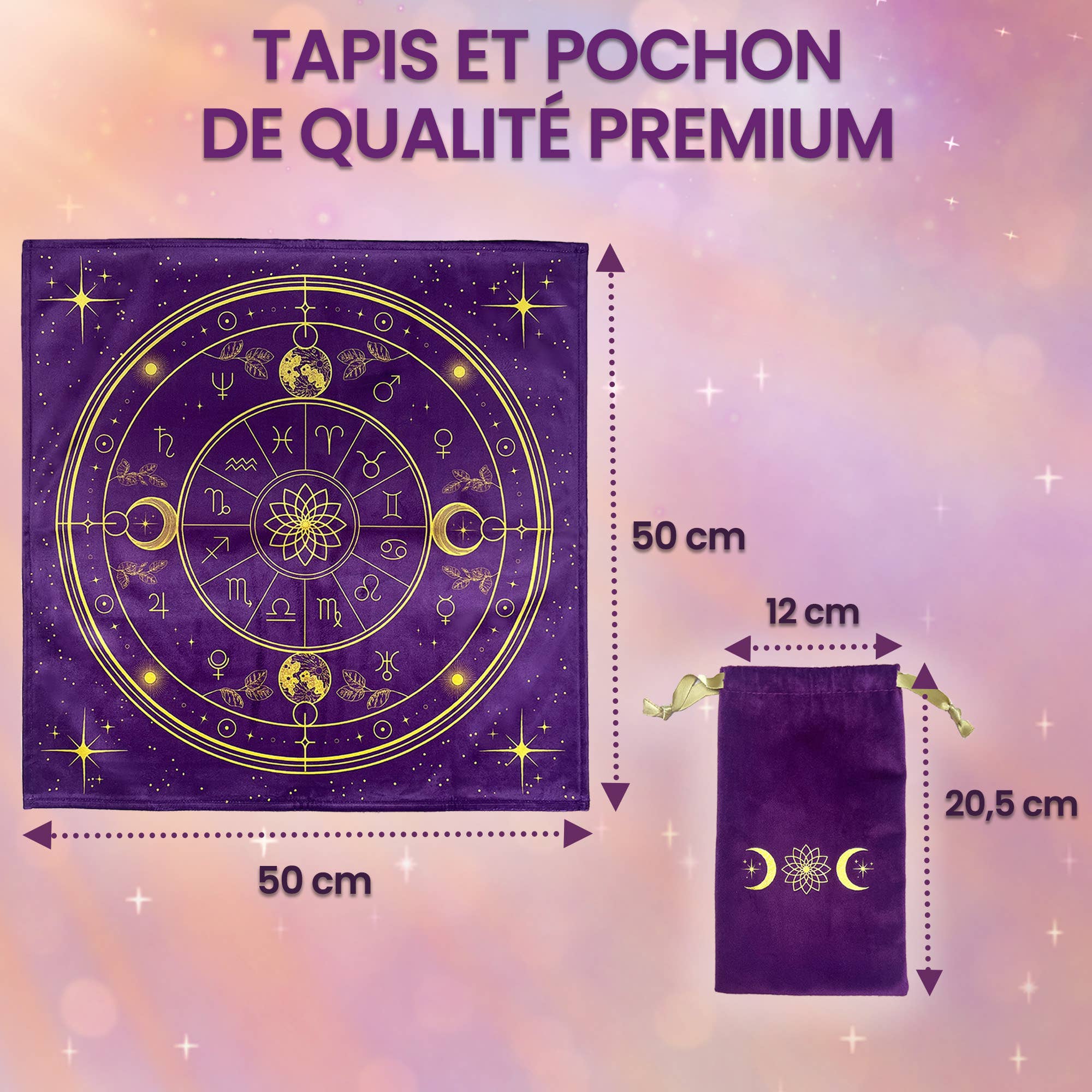 Vibratis - Vente Accessoire de méditation - Tapis de voyance en velour + Pochon5
