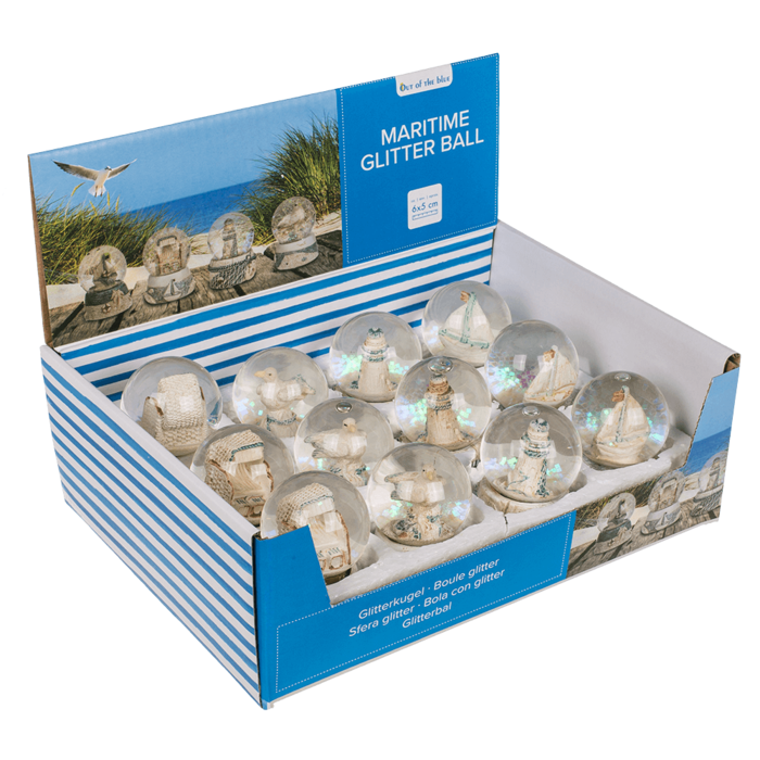 Out of the blue KG - Vente Décorations de table - Balle pailletée en polyrésine, maritime,2