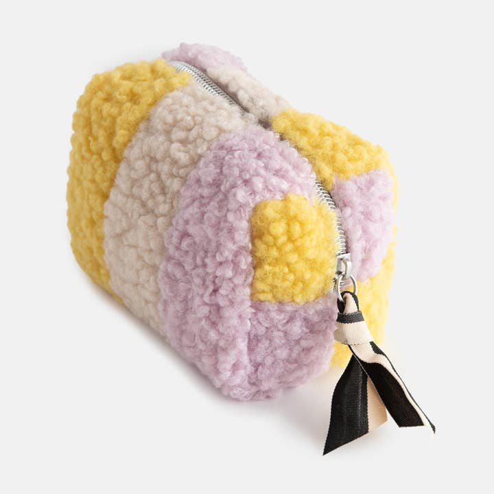 Caroline Gardner - Wholesale Makeup/Cosmetic Bag - Multi Stripe Borg Mini Cube Cosmetic Bag0