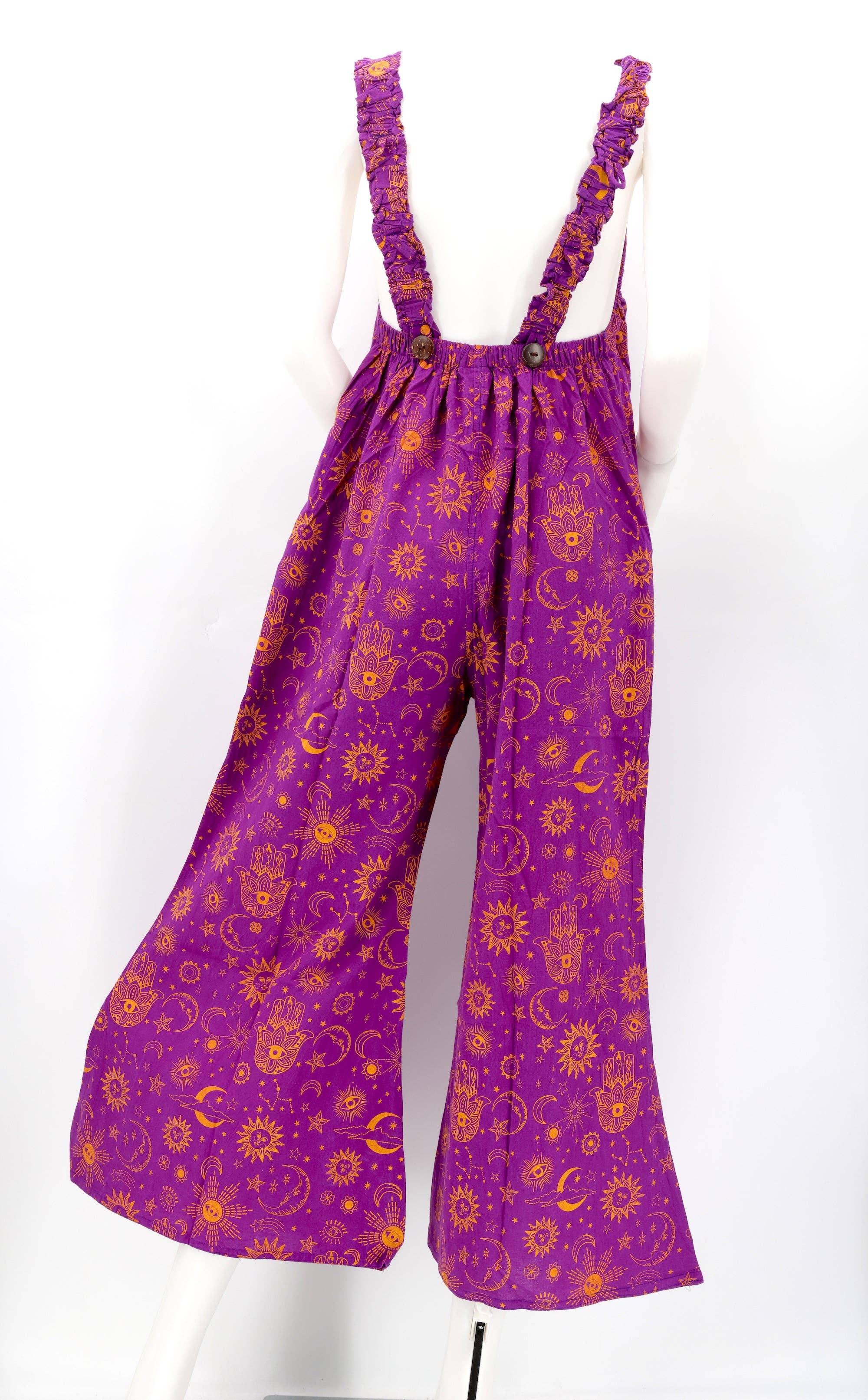 Himalaya Handmade - Wholesale Overalls - Women's - Cotton Hippie Handmade Celestial Print Wide Leg Bohemian Overalls8