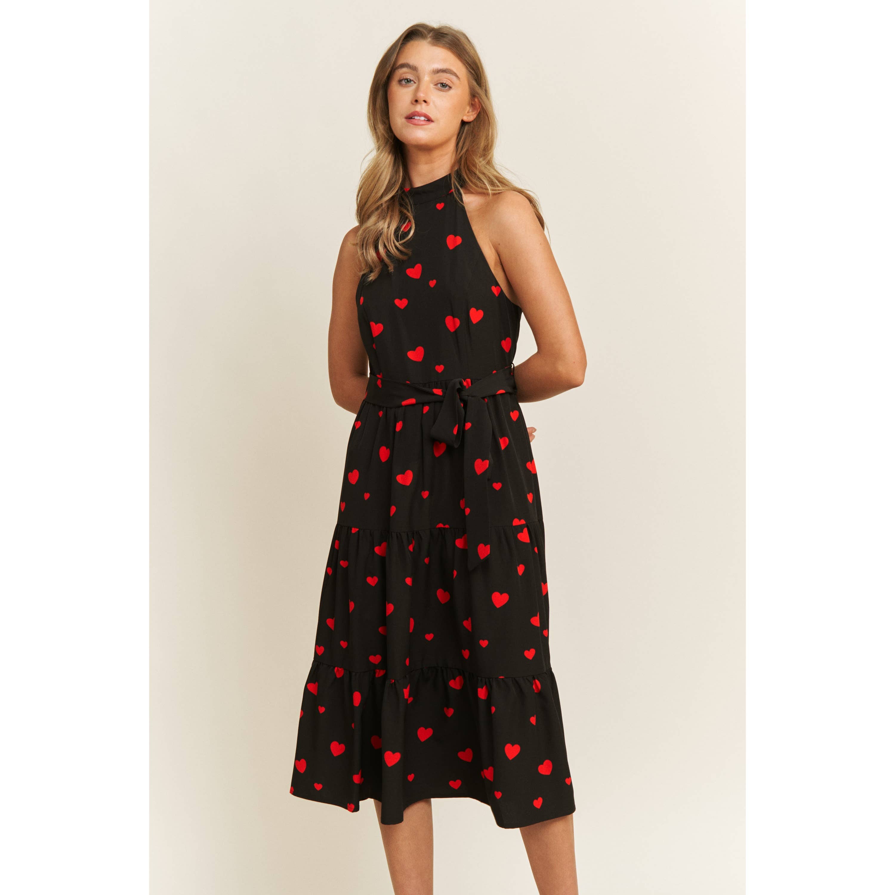 Sweet Generis - Vendita all'ingrosso Vestito - Donna - ABITO MIDI CON STAMPA A CUORE DI SAN VALENTINO IN TESSUTO MORBIDO CON SCOLLO ALL'AMERICANA8