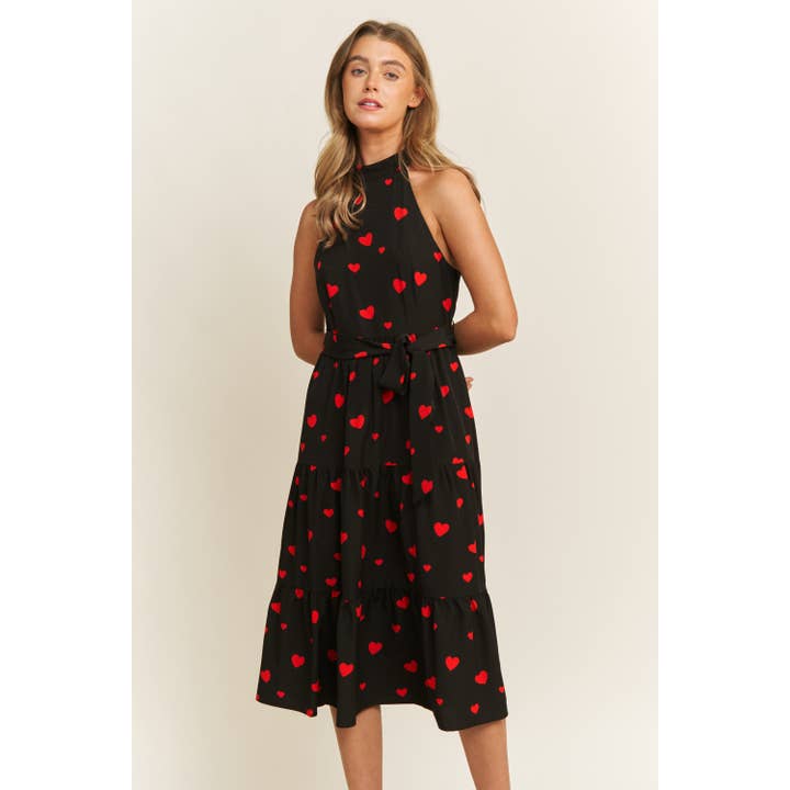 Sweet Generis - Vendita all'ingrosso Vestito - Donna - ABITO MIDI CON STAMPA A CUORE DI SAN VALENTINO IN TESSUTO MORBIDO CON SCOLLO ALL'AMERICANA8