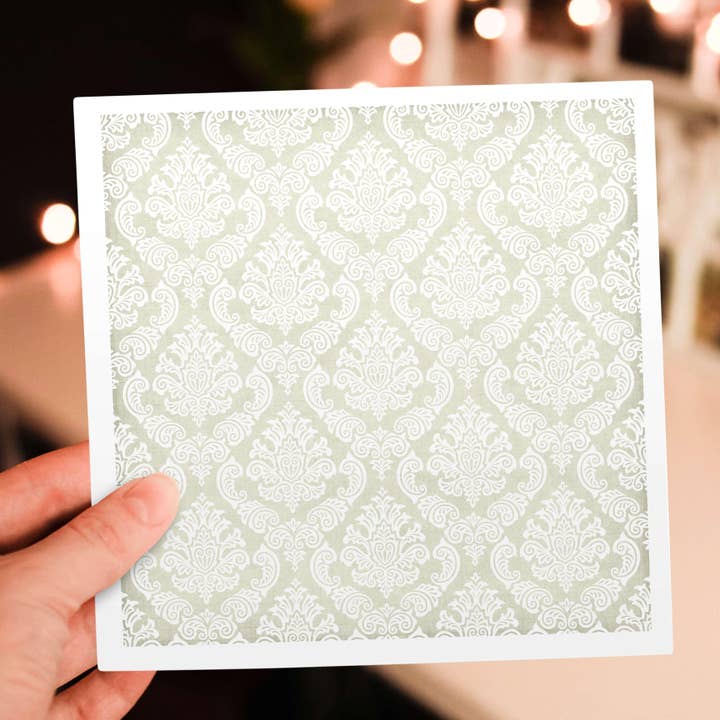 3dRose - Wholesale Everyday Greeting Card - 3dRose, White On Gray Elegant Damask Pattern, Greeting Card5