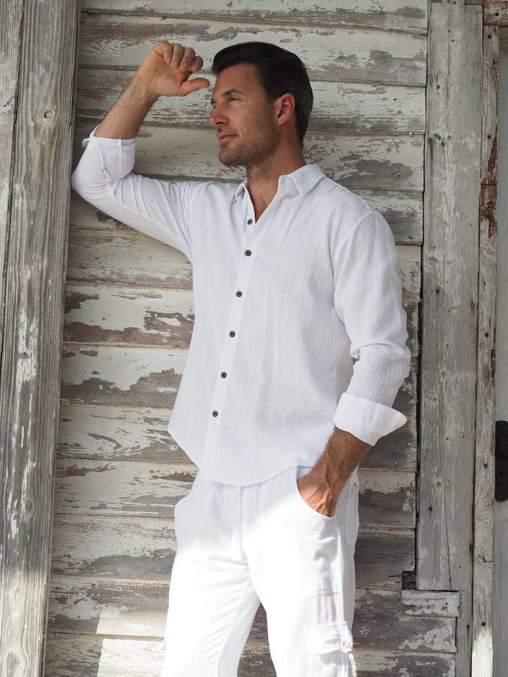 Cotton Natural – Camisa de botões - Homem por atacado – Camisa Vega1