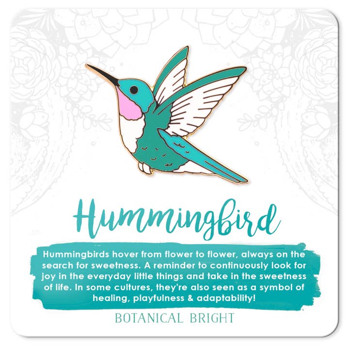 Botanical Bright - Wholesale Lapel Pin/Button - Hummingbird Enamel Pin