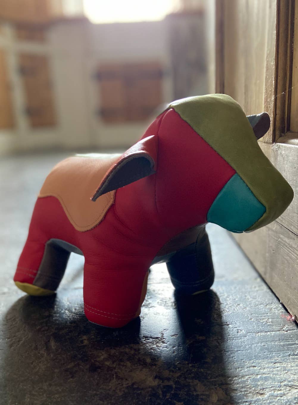 Owen Barry Ltd - Wholesale Door Stop - Leather Doorstop | Multi Patchwork | Cow Doorstop5