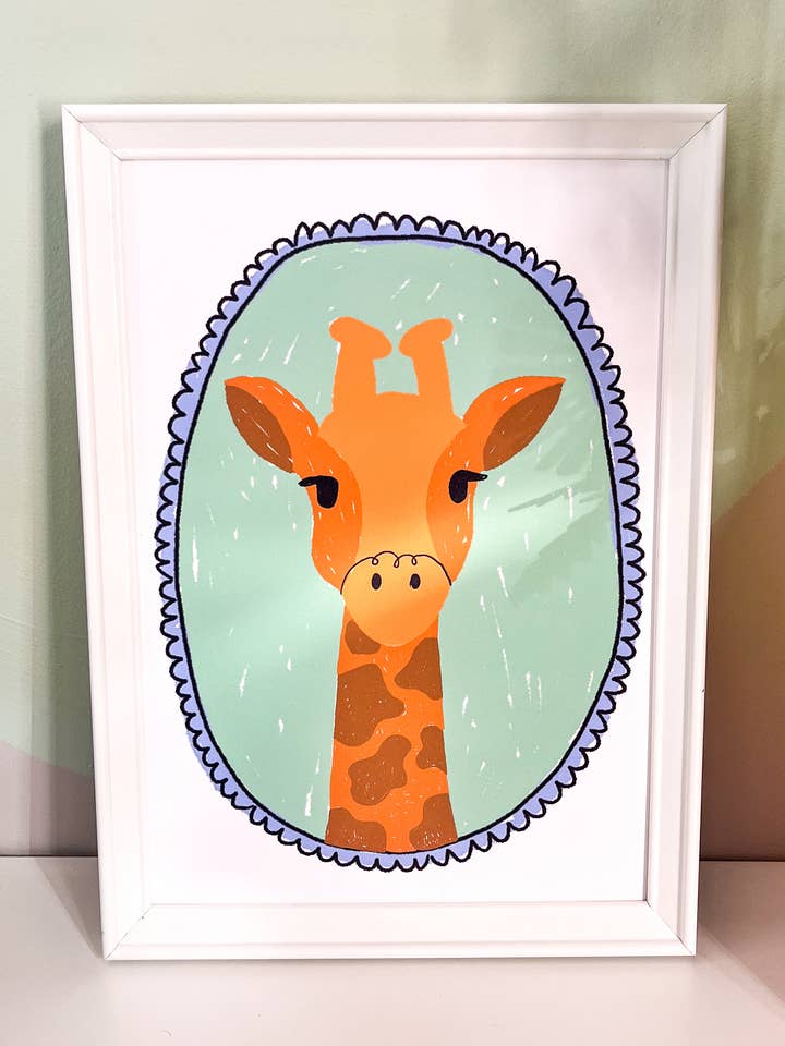 Stampa con ritratto di giraffa, arte da parete, blumelishop, decorazione da parete per la vendita all'ingrosso da parte di Blümeli Shop