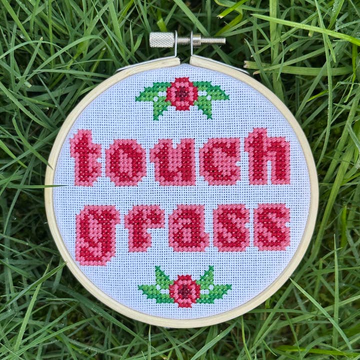 The Gloomy Gremlin - Wholesale Embroidery/Cross Stitch Supplies - Touch Grass - Cross Stitch Kit 0