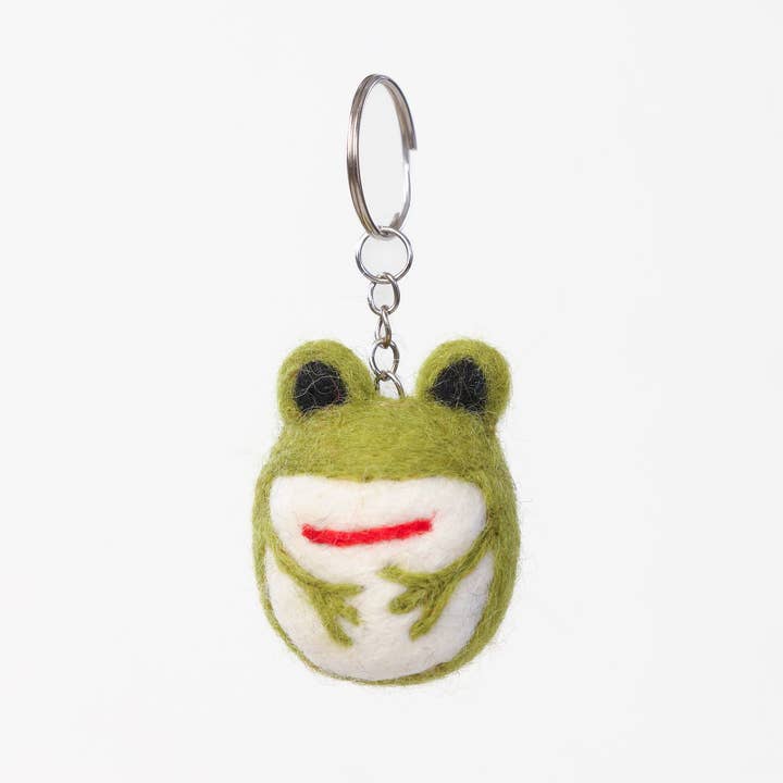 Aasha Collective - Wholesale Keychain - Women's - Green Frog Charm / Handmade Felt Keychain