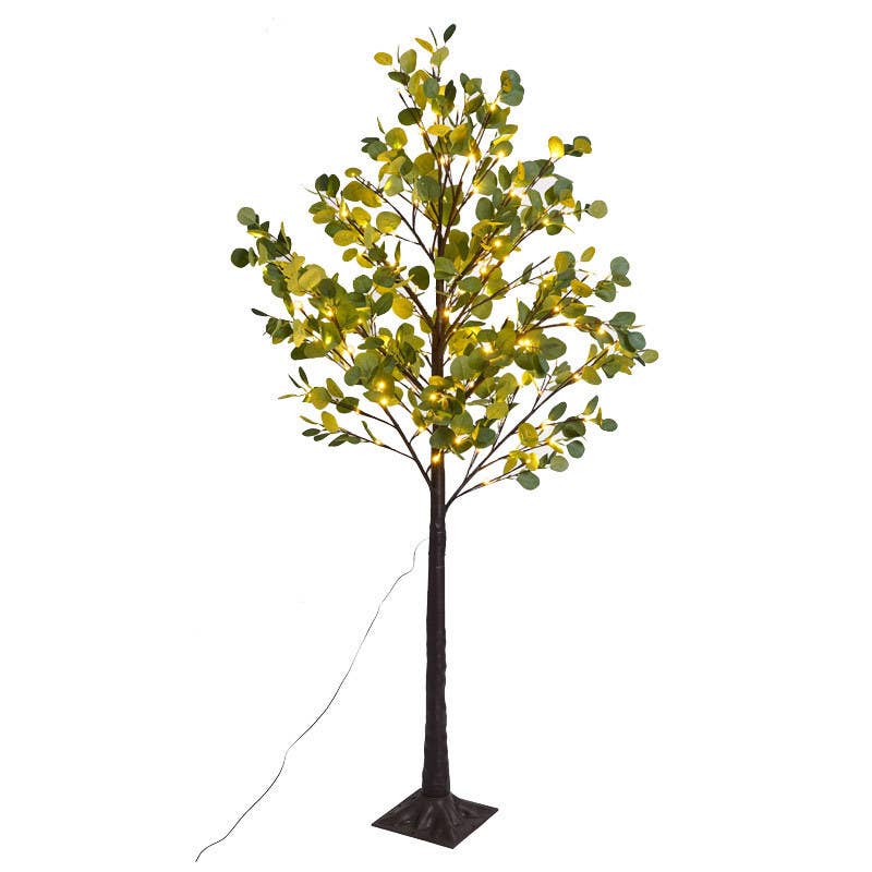 Perfect Holiday - Wholesale Artificial Christmas Tree - 5FT Birch tree lights, 112L 5MM LED Green Leaf Garland w. UL1