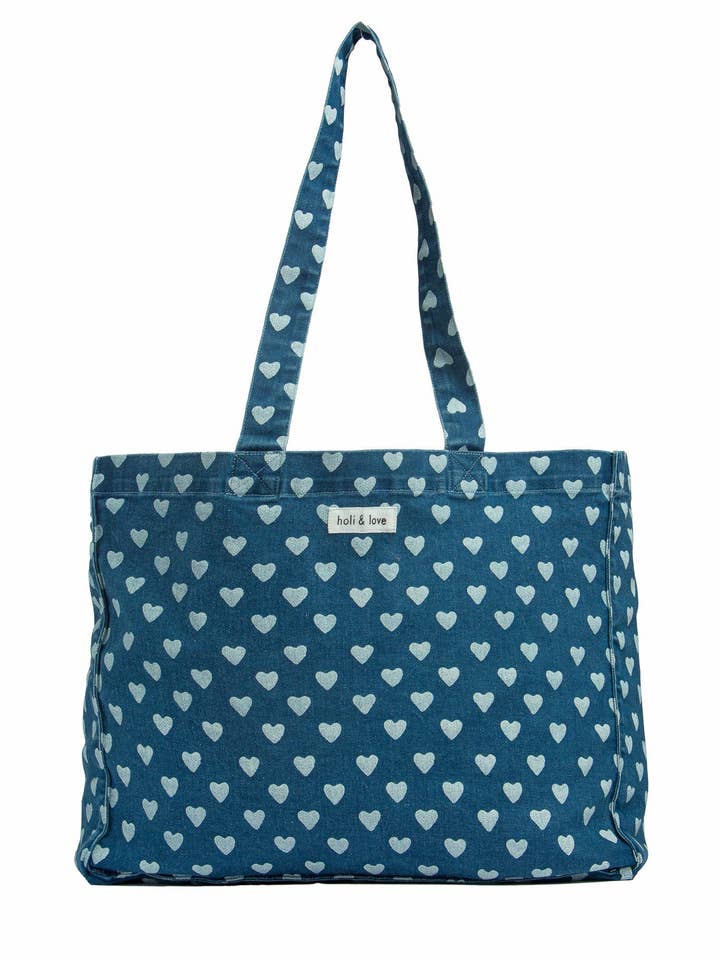 Grand Cabas Heart denim pour la vente par Holi and Love