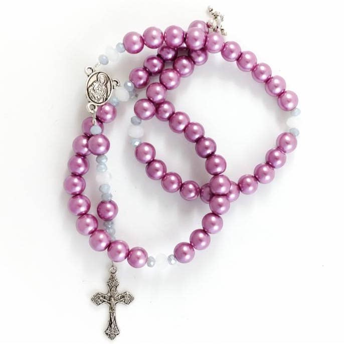 Costello International - Vente Collier de prière en perles - Chapelet en perles de culture en cristal Swarovski et perles en argent4