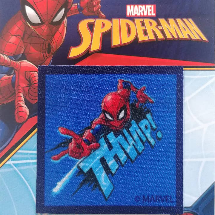 bleu Marvel Spiderman Comic Thwip ! Écusson thermocollant en vente sur Faire1