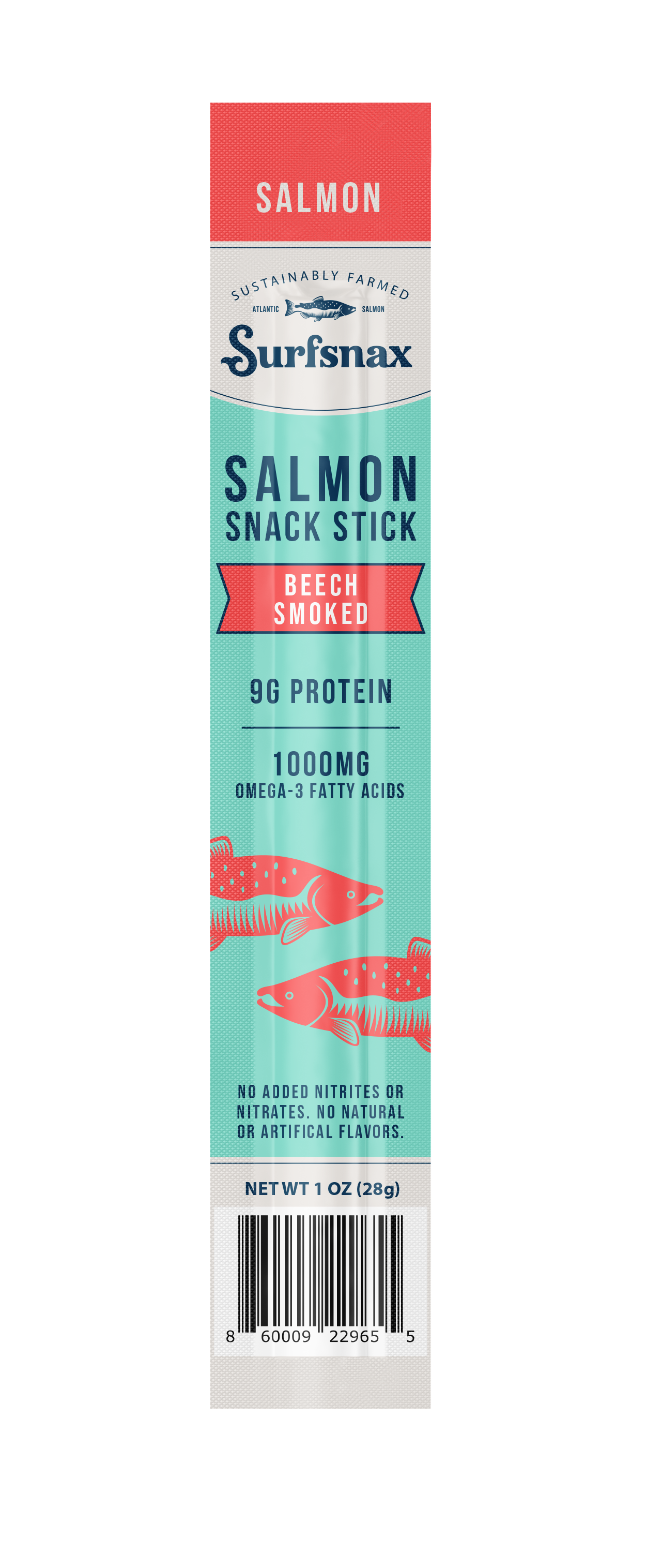 Surfsnax - Wholesale Jerky - Salmon Snack Stick, 24 ct display caddy, Case of 4 caddys1