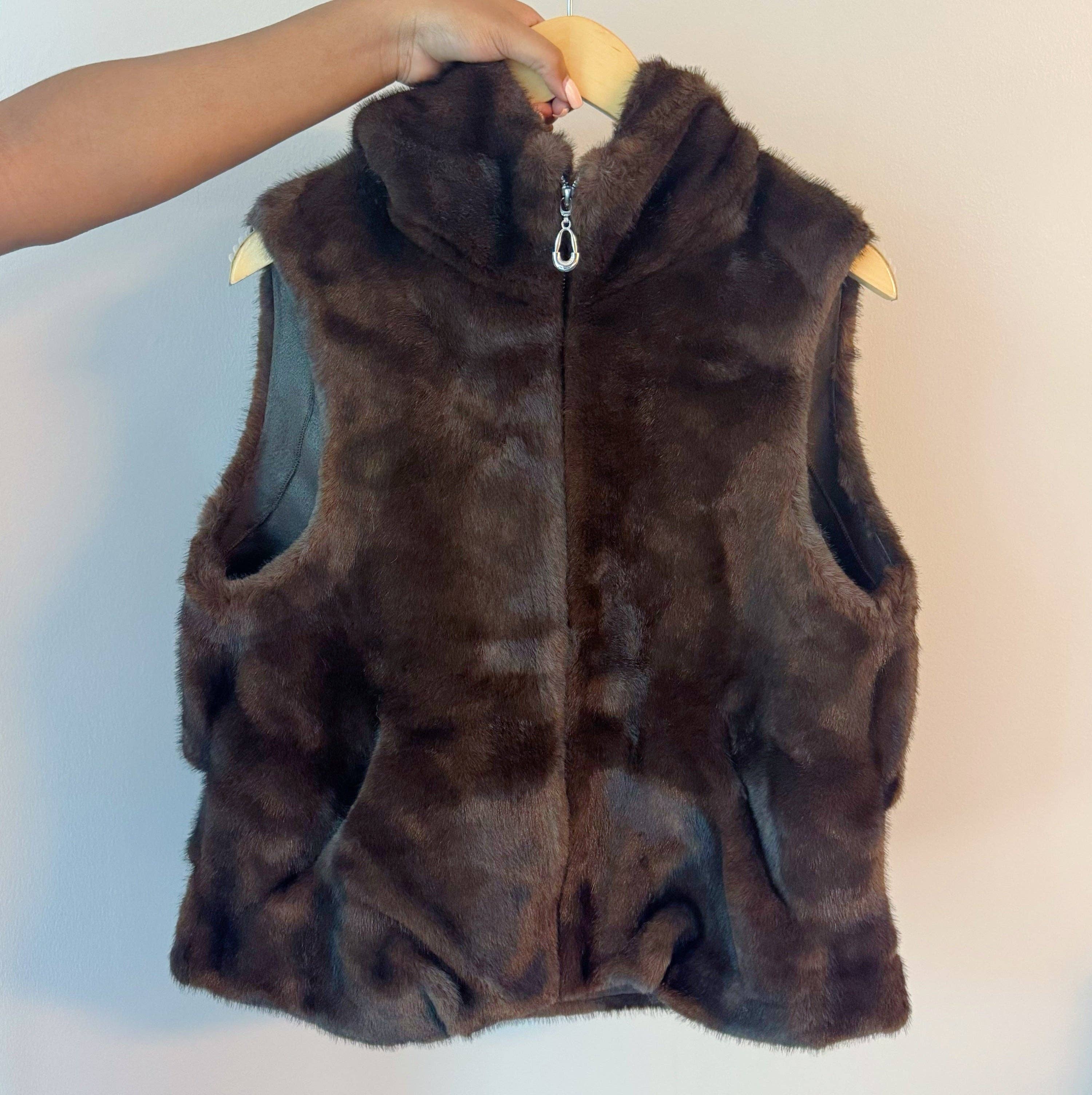 Ellison+Young - Wholesale Outerwear Vest - Women's - Real Feel Faux Mink Fur Hooded Vest1