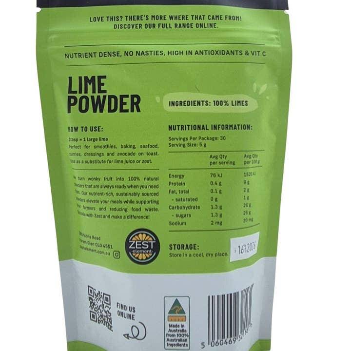 Zest Element - Wholesale Oral supplement/vitamin - Lime Powder 100% Natural 150g Pack1