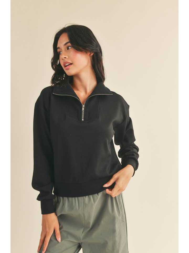 Black Soft Half Zip Pullover for wholesale on Faire