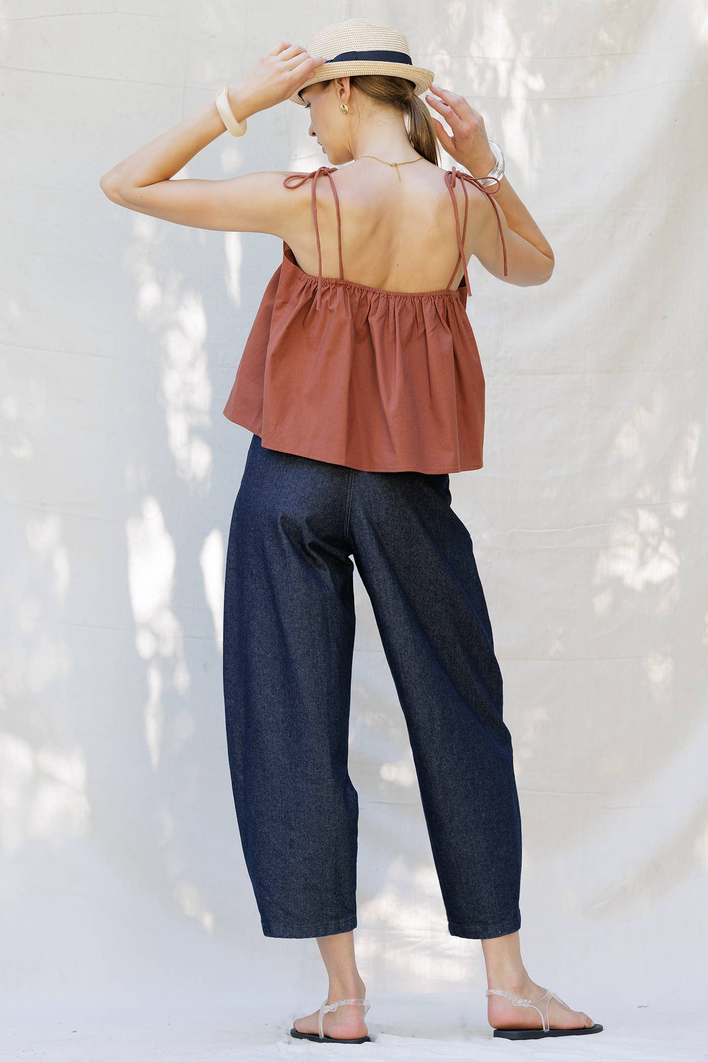 LINO BICOLORE Top in lino con perle applicate in vendita all'ingrosso su Faire11