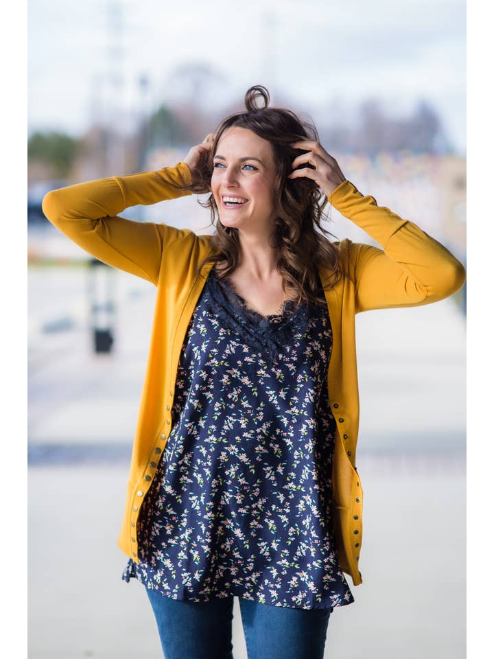 Vivette Apparel – wholesale Cardigan – Women’s – Snap Cardigan - Goldenrod/Mustard