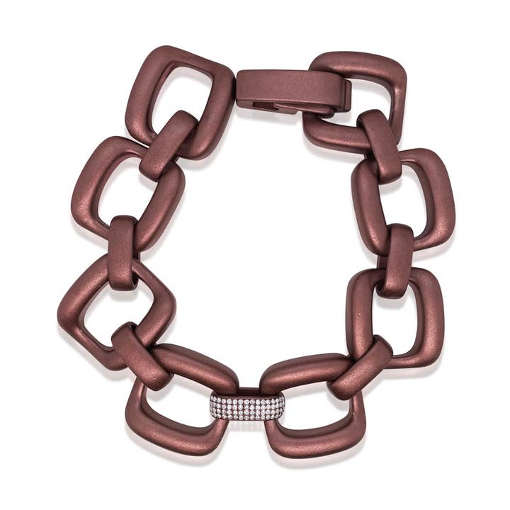 Rödbrun Rodium Diamantspänne Chunky Armband för wholesale av Meira T