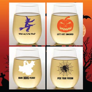 Spooky Mama Wine Glass Koozie, Halloween, the Original Woozies, No