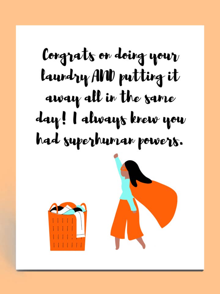 Laundry Superhuman for wholesale by Cards o' Glee LLC