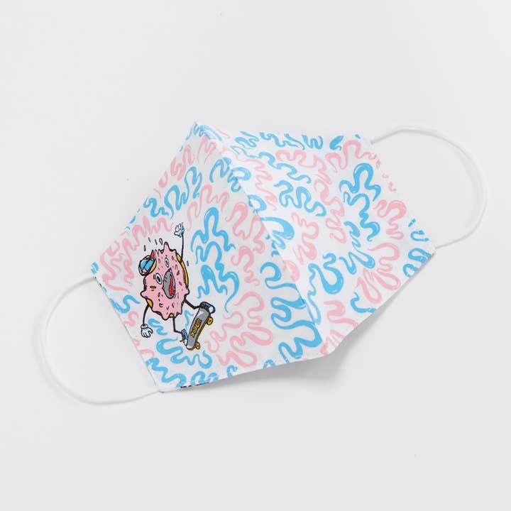 Doughnut Skater Unisex Kids Mask (Ages 4-13) for wholesale by Orchard Street Apparel